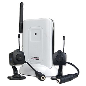 2-Channel Wireless Receiver and 2 Wireless Color Cameras